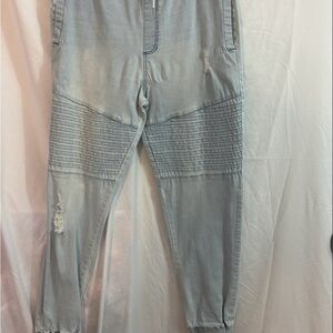Men's Light Blue Distressed Joggers
